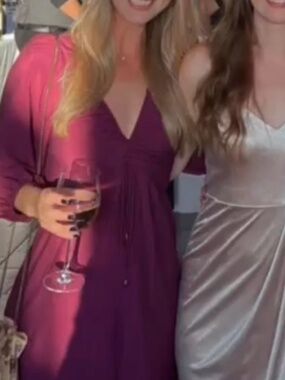 Anthropologie Maeve Deep-V Ruched Midi US2 / XS - PLUM